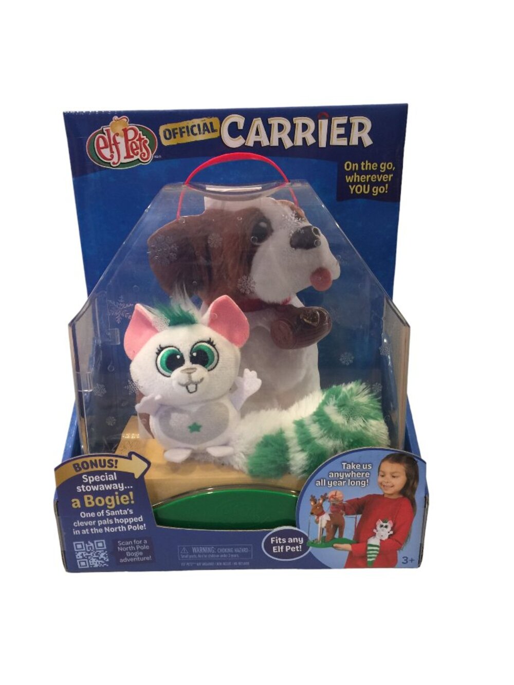 ELF PETS Official Clear Carrier with Bonus BOGIE Plush Character Fits Any Elf Pe